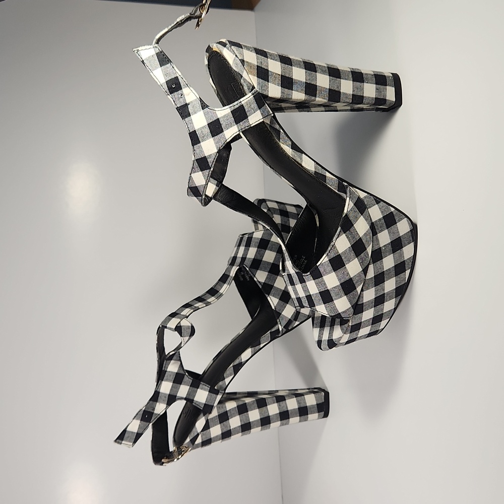 Susi studio the miley/ Brigitte black gingham platform pumps 8 nwt